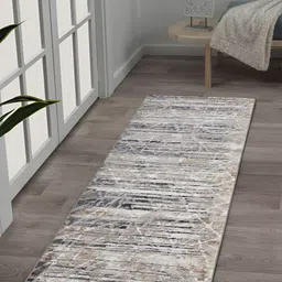 OBSESSIONS Beige & Grey Abstract-Printed Anti-Static Floor Runner-13