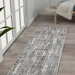 OBSESSIONS White & Brown Abstract-Printed Anti-Static Floor Runner-16