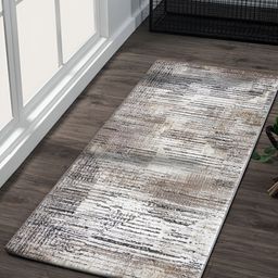 OBSESSIONS Brown & Grey Abstract Printed Anti Static Floor Runner-39