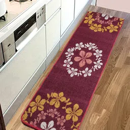 Saral Home Maroon & Yellow Floral Printed Anti-Skid Floor Runner-41