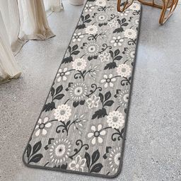 Saral Home Beige & Black Floral Jacquard Anti-Skid Floor Runner-26