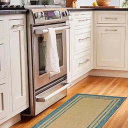 Homitecture Green & Beige Rectangle Pure Jute Fiber Floor Runner-35