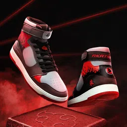 The Souled Store Men White & Black Colourblocked High-Top Lightweight Lace-Up Sneakers-picture-4