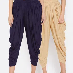 Clora Creation Women Pack Of 2 Navy Blue & Beige Solid Dhoti Salwars-picture-17