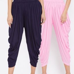 Clora Creation Women Pack of 2 Pink & Navy Blue Solid Dhoti Salwar-40