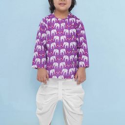 Aj DEZInES Boys Animal Printed Regular Pure Cotton Kurta with Dhoti Pants-33