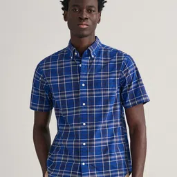 GANT Checked Button-Down Collar Short Sleeves Casual Pure Cotton Shirt-image-20