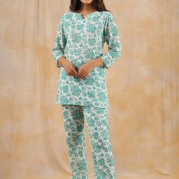 Jaipur Kurti Women Printed Pure Cotton Tunic With Trousers Co-Ords-image-90