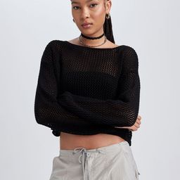 DeFacto Boat Neck Crop Pullover-image-93