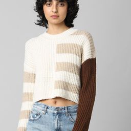 ONLY Women Striped Crop Pullover-image-116