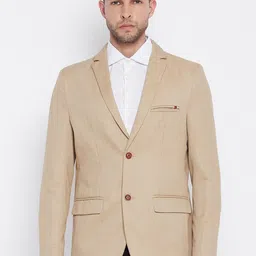 Crimsoune Club Men Beige Solid Single-Breasted Slim-Fit Formal Blazer-picture-19