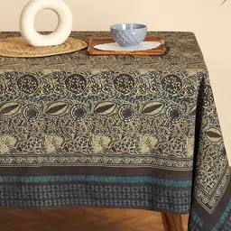 Fabindia Brown & Beige Floral Printed 4 Seater Cotton Table Cover-33