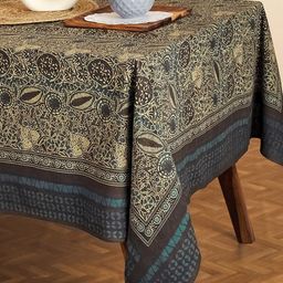 Fabindia Black & Beige Printed Cotton 8-Seater Table Cover-33