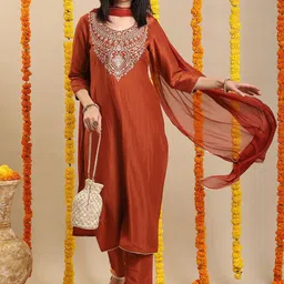 Anni Designer Paisley Embroidered Gotta Patti Straight Kurta with Trousers & Dupatta-picture-18