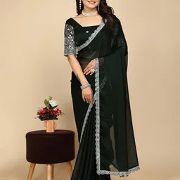 K 5 Fashion Embroidered Pure Chiffon Saree-image-60