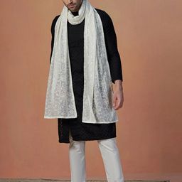 Manyavar Men Floral Embroidered Kurta with Pyjamas-image-70