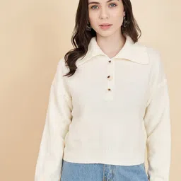BROOWL Shirt Collar Woollen Pullover Sweater-image-78