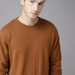 Roadster Men Rust Brown Solid Pullover Sweater-picture-21