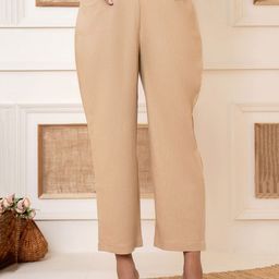 Eco Clothing Women Relaxed Straight Leg Straight Fit Easy Wash Wide Leg Trousers-image-97