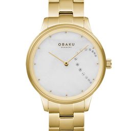 Obaku Women White Brass Embellished Dial & Gold Toned Straps Analogue Watch V247LHGWSG-image-57
