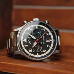 AVI-8 Men Black Brass Dial & Silver Toned Stainless Steel Straps Analogue Watch AV-4088-11-image-24