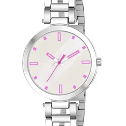 PERCLUTION ENTERPRISE Women Pink Dial & Silver Toned Stainless Steel Bracelet Style Straps Analogue Watch-image-71