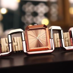 Titan Women Rose Gold-Toned Brass Embellished Dial & Gold Toned Stainless Steel Bracelet Style Straps Watch 95155KM01-image-55