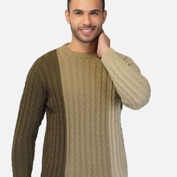 JoE Hazel Men Tan & Brown Cable Knit Pullover-image-70