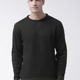 Club York Men Black & Green Cable Knit Pullover-picture-49