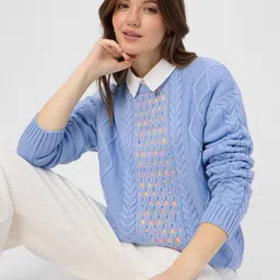 The Souled Store Women Cable Knit Pullover-picture-8