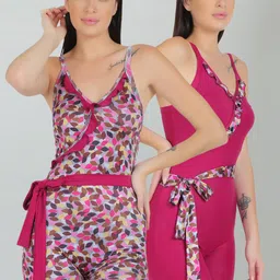 N-Gal Women Pack Of 2 Printed Padded Legsuit Swimwear-image-56