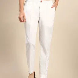 KISAH Men White Solid Ethnic Trousers-image-15
