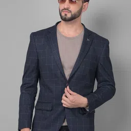 Crimsoune Club Checked Notched Lapel Collar Single Breasted Slim-Fit Casual Blazer-picture-14