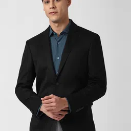 Peter England Men Black Solid Slim-Fit Single-Breasted Blazer-52