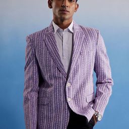 SHVAAS by VASTRAMAY Printed Single Breasted Pure Cotton Slim-Fit Blazer-58
