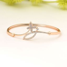 AMI Women Rose Gold & White Brass Cubic Zirconia Rose Gold-Plated Kada Bracelet-91