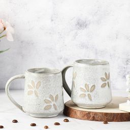 The Decor Mart Beige & Grey Set Of 2 Printed Ceramic Matte Mugs 400 ml Each-15