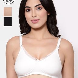 Inner Sense Set of 3 Black & Off White Organic Antimicrobial Maternity Bra-picture-21