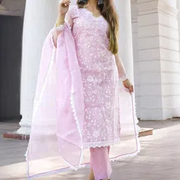Libas Women Floral Embroidered Regular Thread Work Kurta with Trousers & With Dupatta-picture-12