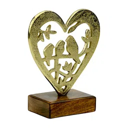 Hind Decor Heart Shaped Bird In Nest Wooden Base-image-15