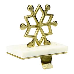 Hind Decor Gold-Toned & White Christmas Snow Stocking Holder-image-63