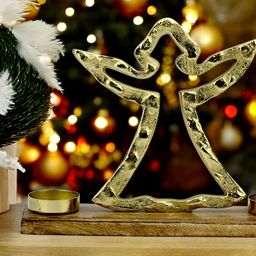 Hind Decor Gold Toned Christmas Angelic Shaped Candle Holder-image-35