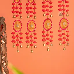 BS AMOR Red & Yellow Hanging Artificial Flower Latkan-10