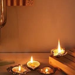 Two Moustaches Auspicious 4 Pieces Brass Diyas-image-97