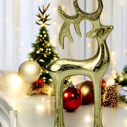 Hind Decor Yellow Standing Deer Showpiece-image-64