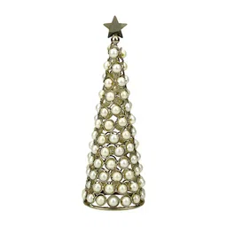 Hind Decor Yellow Handcrafted Christmas Cone with Star Showpiece-image-63