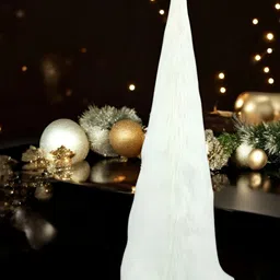 Hind Decor White Metallic Christmas Decorative Cone Showpiece-image-66