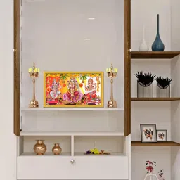 999Store Orange Goddess Lakshmi Mata Saraswati Mata & Ganesh Photo Frame Painting Wall Art-image-43