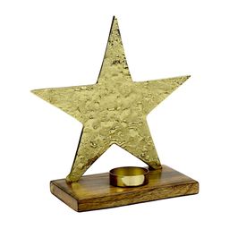 Hind Decor Gold-Toned & Brown Textured Star-Shaped Christmas Candle Holder-15