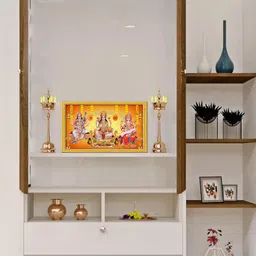 999Store Orange Goddess Lakshmi Mata Saraswati Mata With Ganesh Photo Frame Wall Painting-14